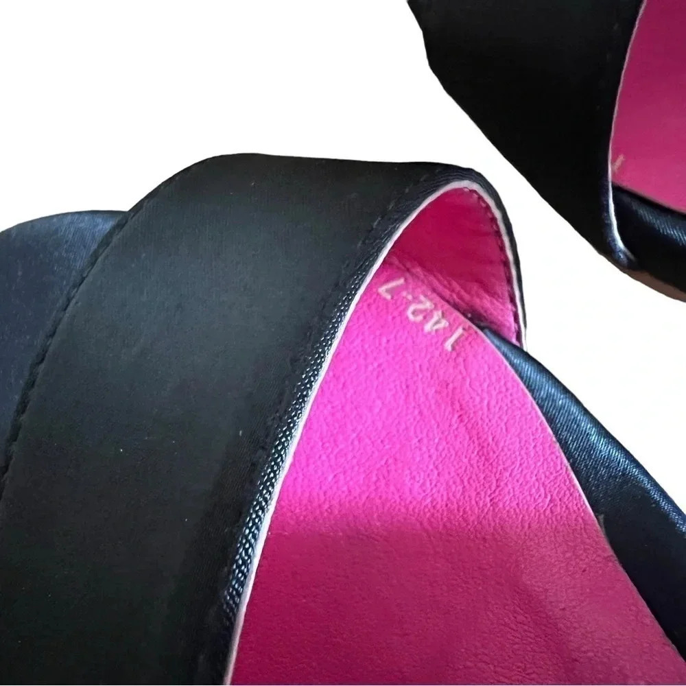NEW Only Maker Bow Mouse Ears Satin Black Pink Stiletto Heels Size 37 (US 6.5-7) - Picture 8 of 12